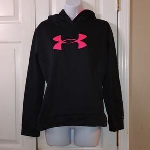 Under Armour  Storm black  loose sweatshirt hoodie pink logo Sz Youth XL